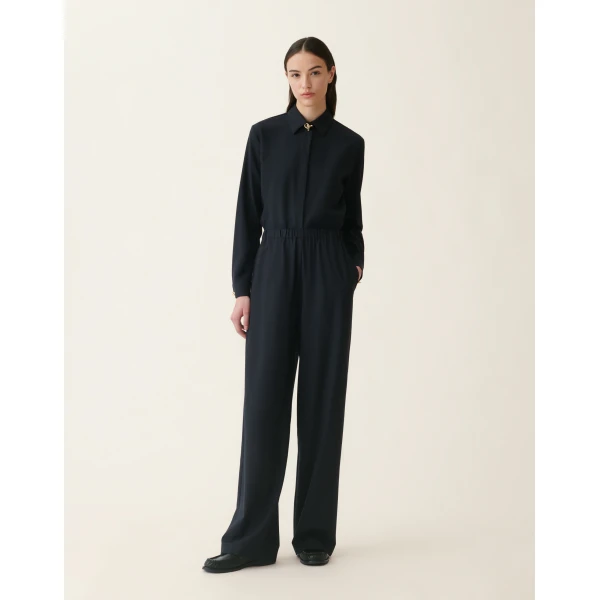 Fabiana Filippi Trevi Trousers in Bistretch Cool Wool, Midnight Blue, view 3