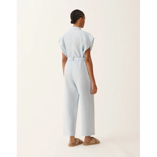Fabiana Filippi Trevi Trousers in Sky Blue Linen Fabric, view 4