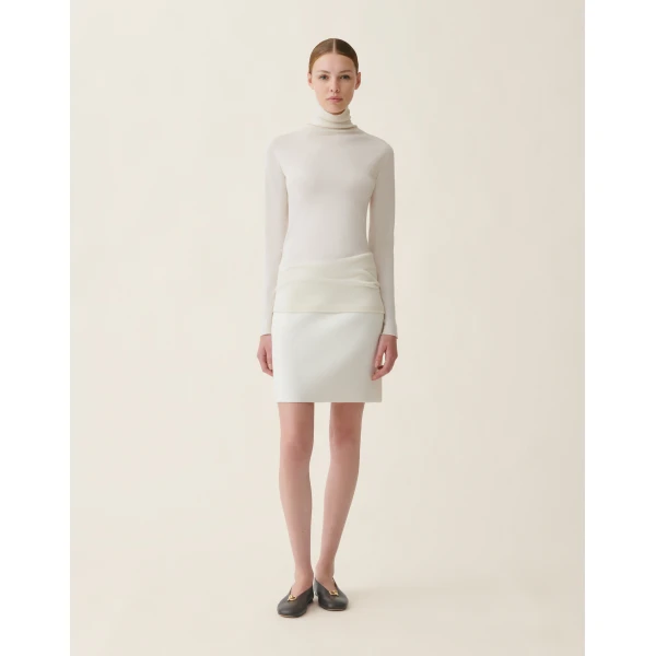Fabiana Filippi Turtleneck Cashmere and Silk Sweater in Raffia, view 3