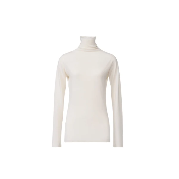 Fabiana Filippi Turtleneck Cashmere and Silk Sweater in Raffia