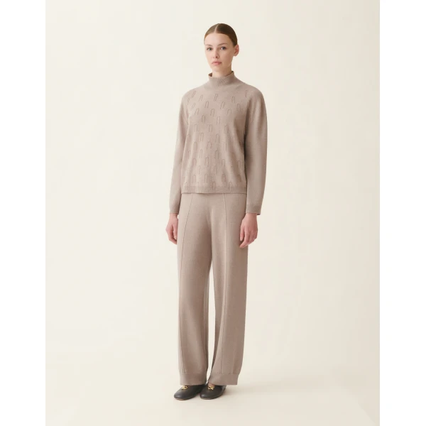 Fabiana Filippi Turtleneck Platinum Sweater in Mocha, view 3