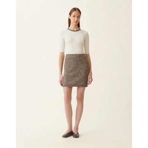 Fabiana Filippi Tweed Miniskirt in Ebony Skirt, view 3