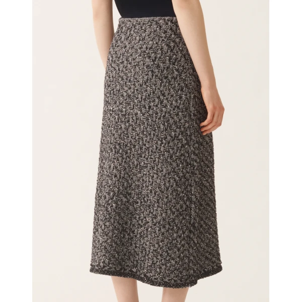 Fabiana Filippi Tweed Skirt with a Denim Effect and Midnight Blue Sequins, view 5
