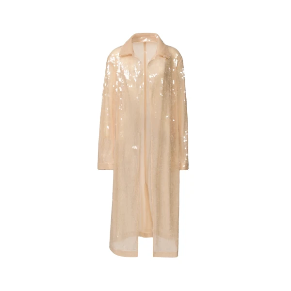 Fabiana Filippi Water-Effect Sequin Coat in Nude