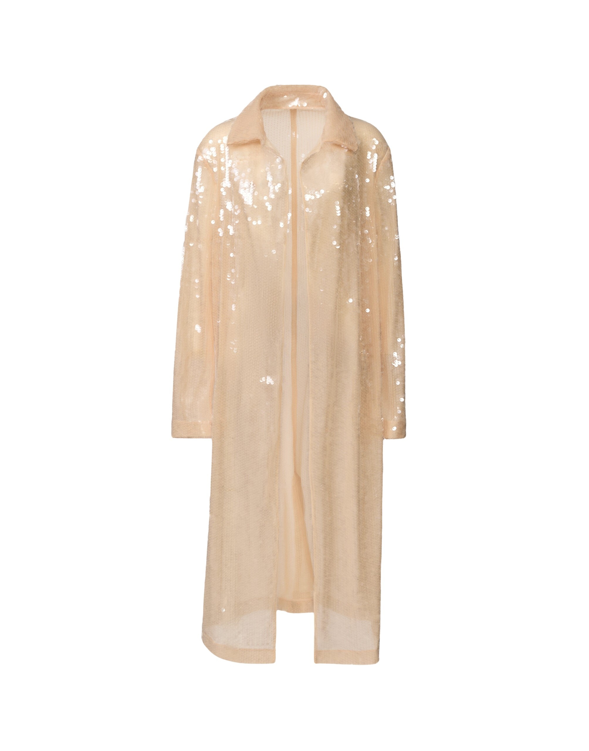 Fabiana Filippi Water-Effect Sequin Coat in Nude