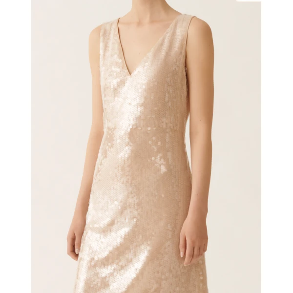 Fabiana Filippi Water-Effect Sequin Dress in Nude, view 5
