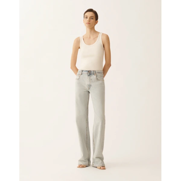 Fabiana Filippi Water-Marbled Denim Pants, view 3