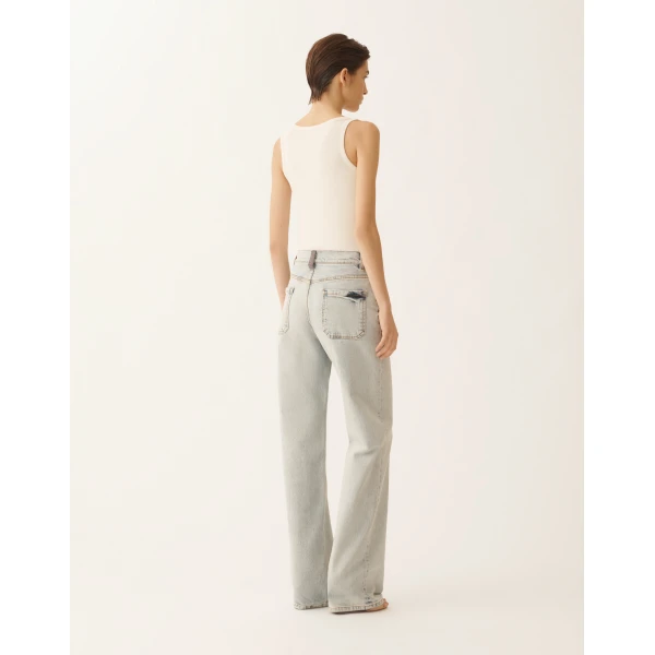 Fabiana Filippi Water-Marbled Denim Pants, view 4