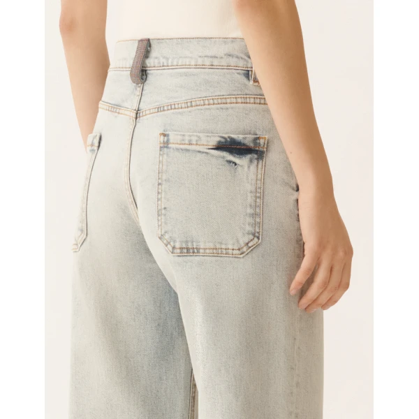 Fabiana Filippi Water-Marbled Denim Pants, view 5