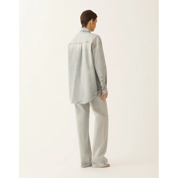 Fabiana Filippi Water-Marbled Denim Shirt, view 4