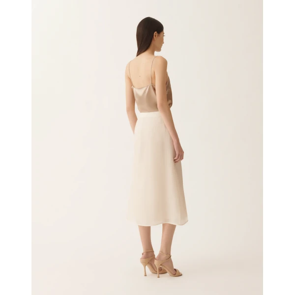 Fabiana Filippi Water-Reflective Organza Midi Skirt in Butter, view 4