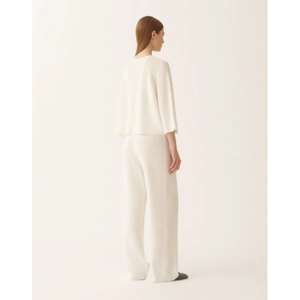 Fabiana Filippi White Cotton and Linen Cape with Sequins, view 4