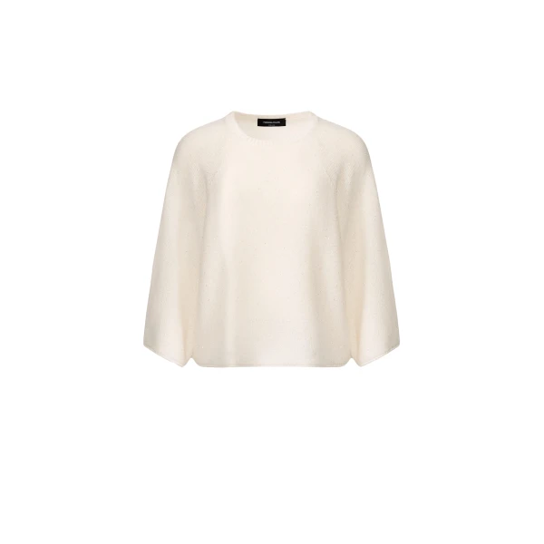 Fabiana Filippi White Cotton and Linen Cape with Sequins