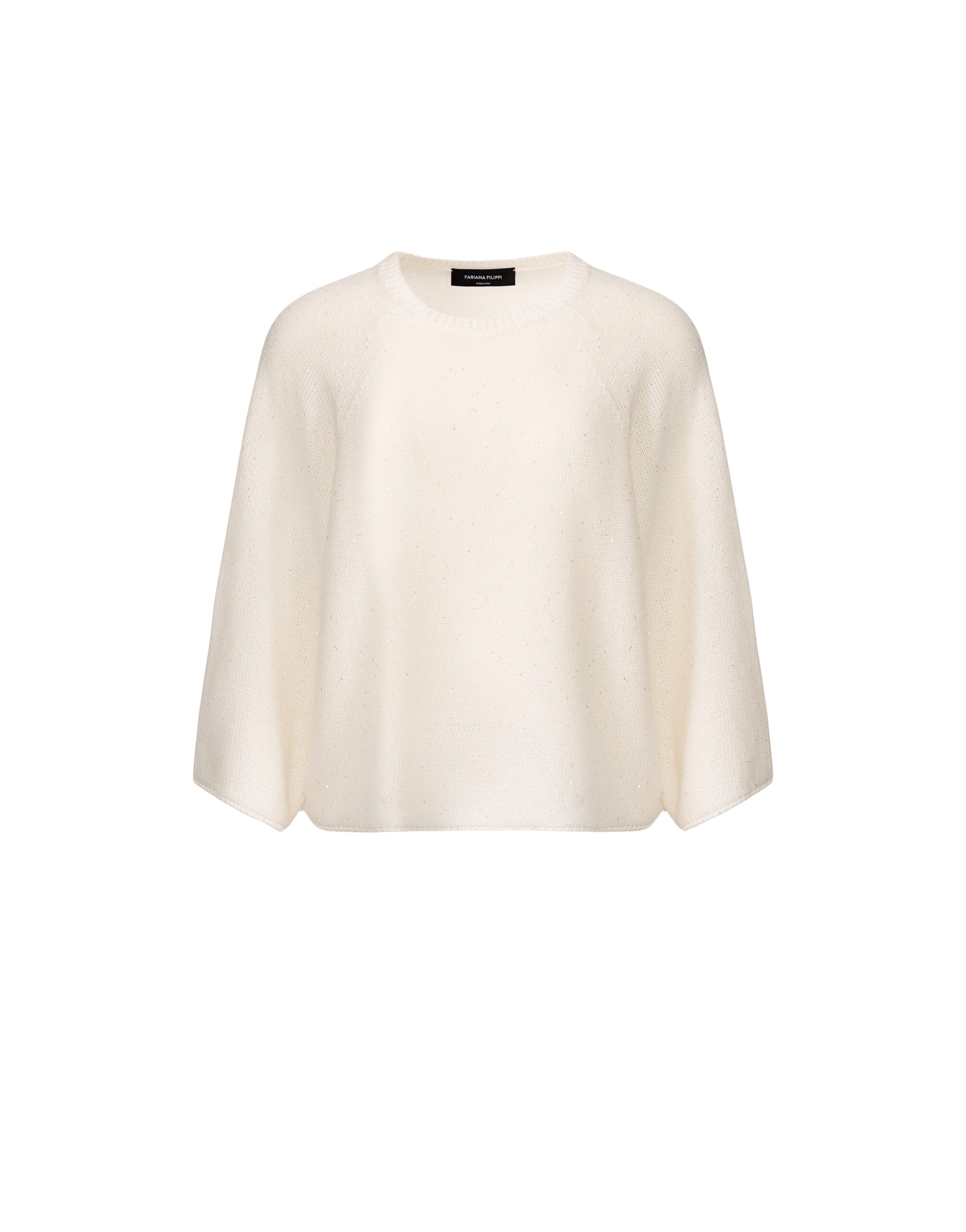Fabiana Filippi White Cotton and Linen Cape with Sequins