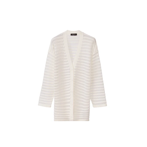 Fabiana Filippi White Cotton and Linen Cardigan with Sequins