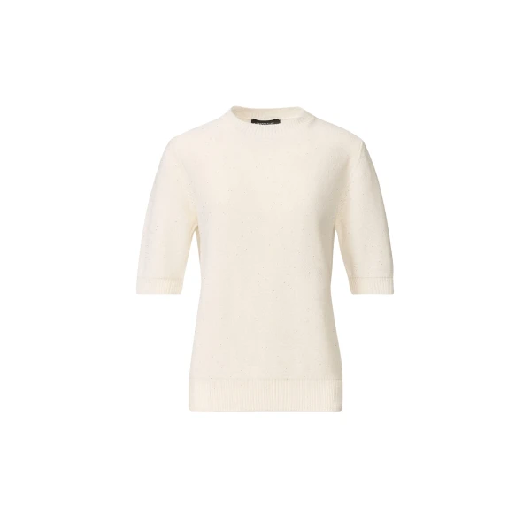 Fabiana Filippi White Cotton and Linen Sweater with Sequins