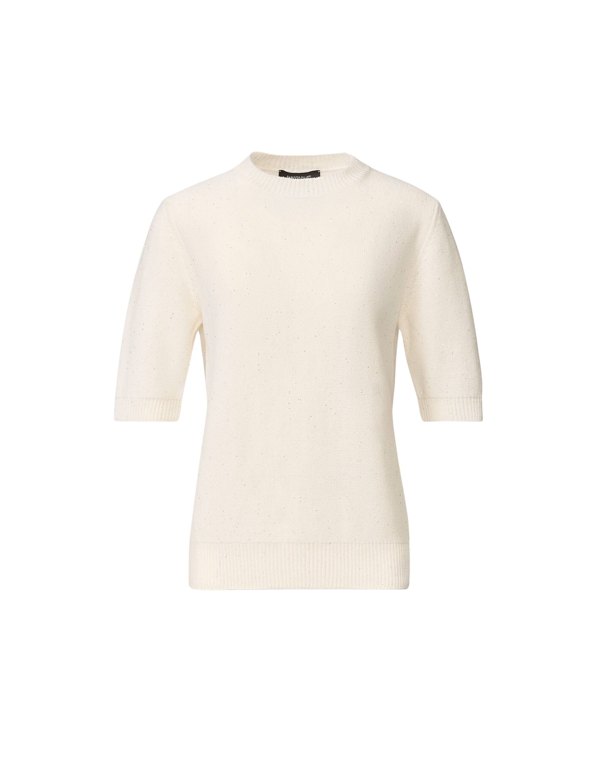 Fabiana Filippi White Cotton and Linen Sweater with Sequins