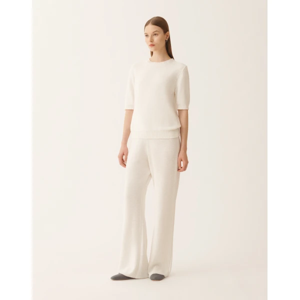 Fabiana Filippi White Cotton and Linen Sweater with Sequins, view 3