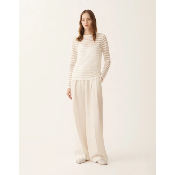 Fabiana Filippi White Cotton and Linen Sweater with Sequins, view 3