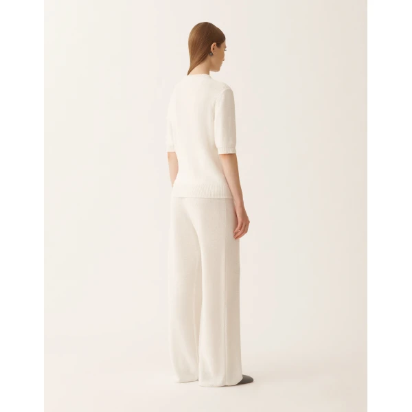 Fabiana Filippi White Cotton and Linen Sweater with Sequins, view 4