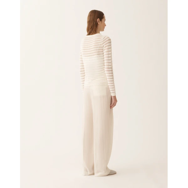 Fabiana Filippi White Cotton and Linen Sweater with Sequins, view 4