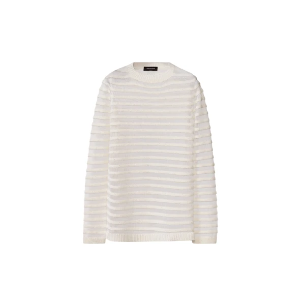 Fabiana Filippi White Cotton and Linen Sweater with Sequins