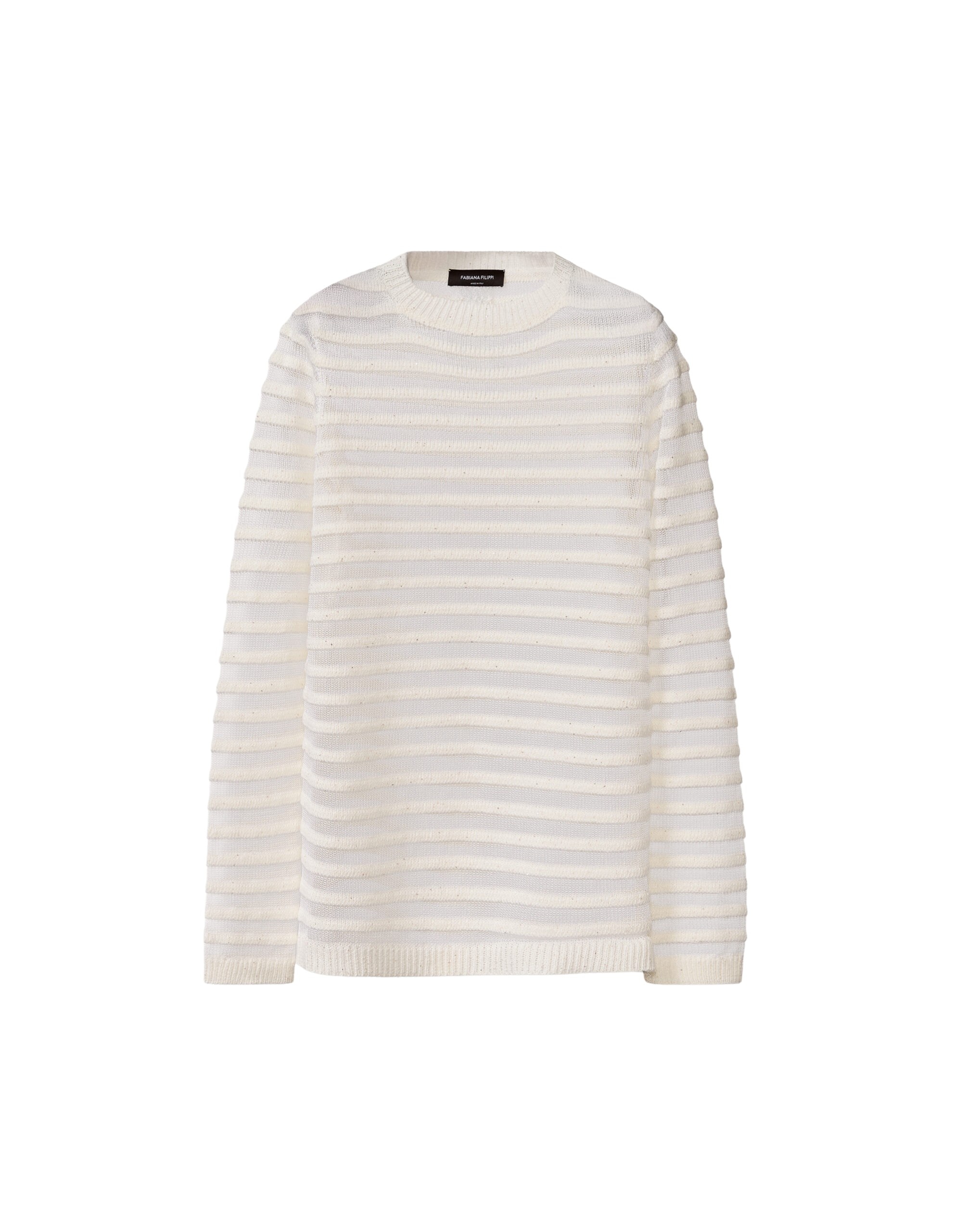 Fabiana Filippi White Cotton and Linen Sweater with Sequins