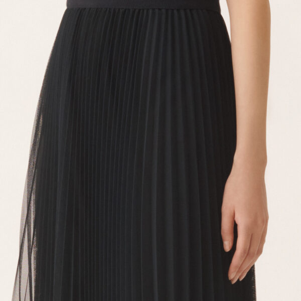 Fabiana Filippi Wide Pleated Tulle Skirt in Night Blue, view 5