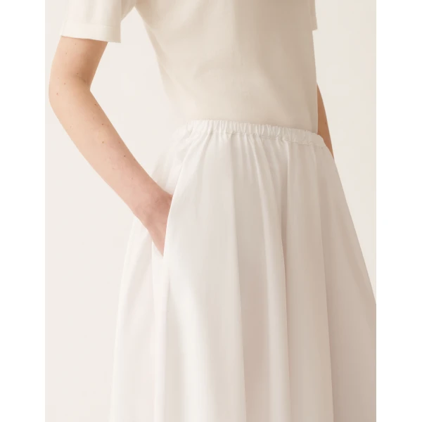 Fabiana Filippi Wide Skirt in Optic White Poplin, Optical White, view 5