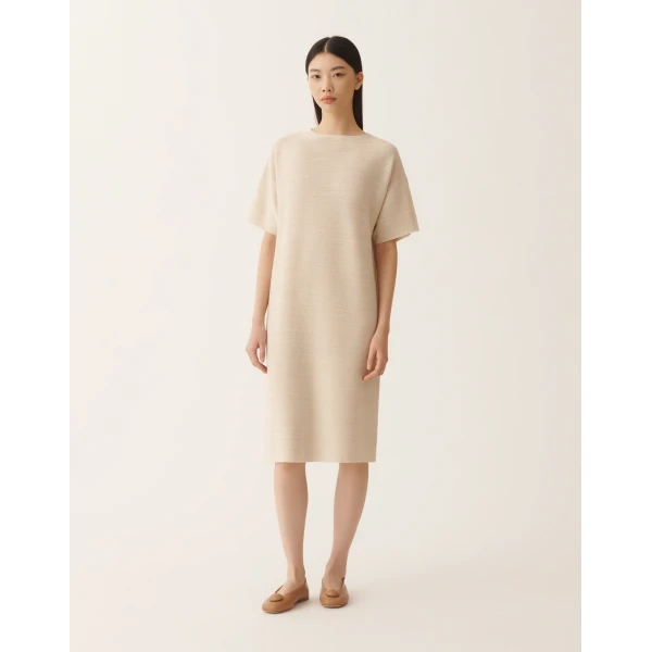 Fabiana Filippi Wool, Cotton, and Lurex Dress in Butter, view 3