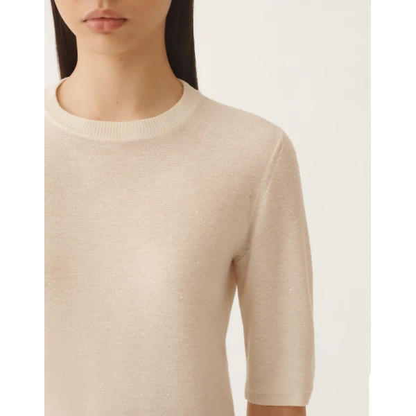 Fabiana Filippi Wool Sweater with Sequins in White, view 5