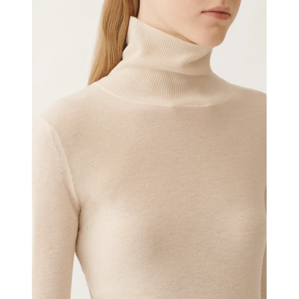 Fabiana Filippi Wool Sweater with Sequins in White, view 5