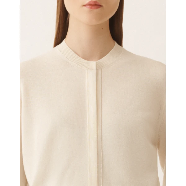 Fabiana Filippi Wool and Cotton Cardigan in Butter, view 5