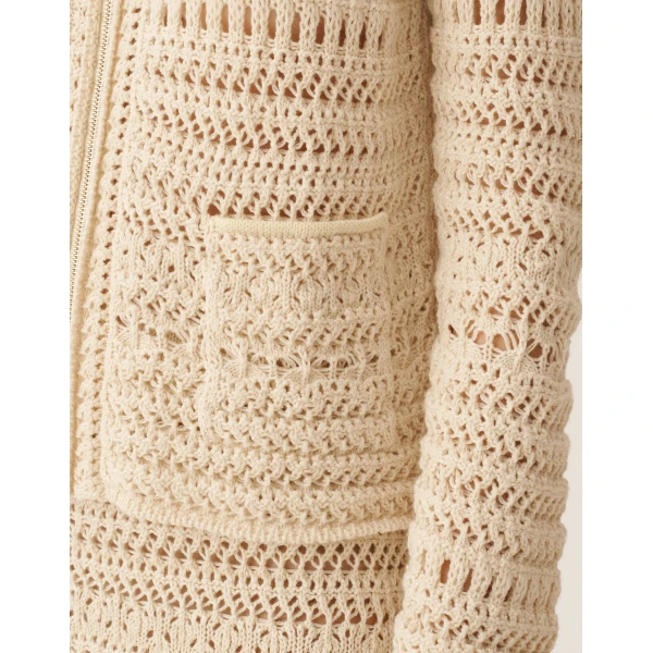 Fabiana Filippi Wool and Cotton Jacket with Sequins in Vanilla, view 5