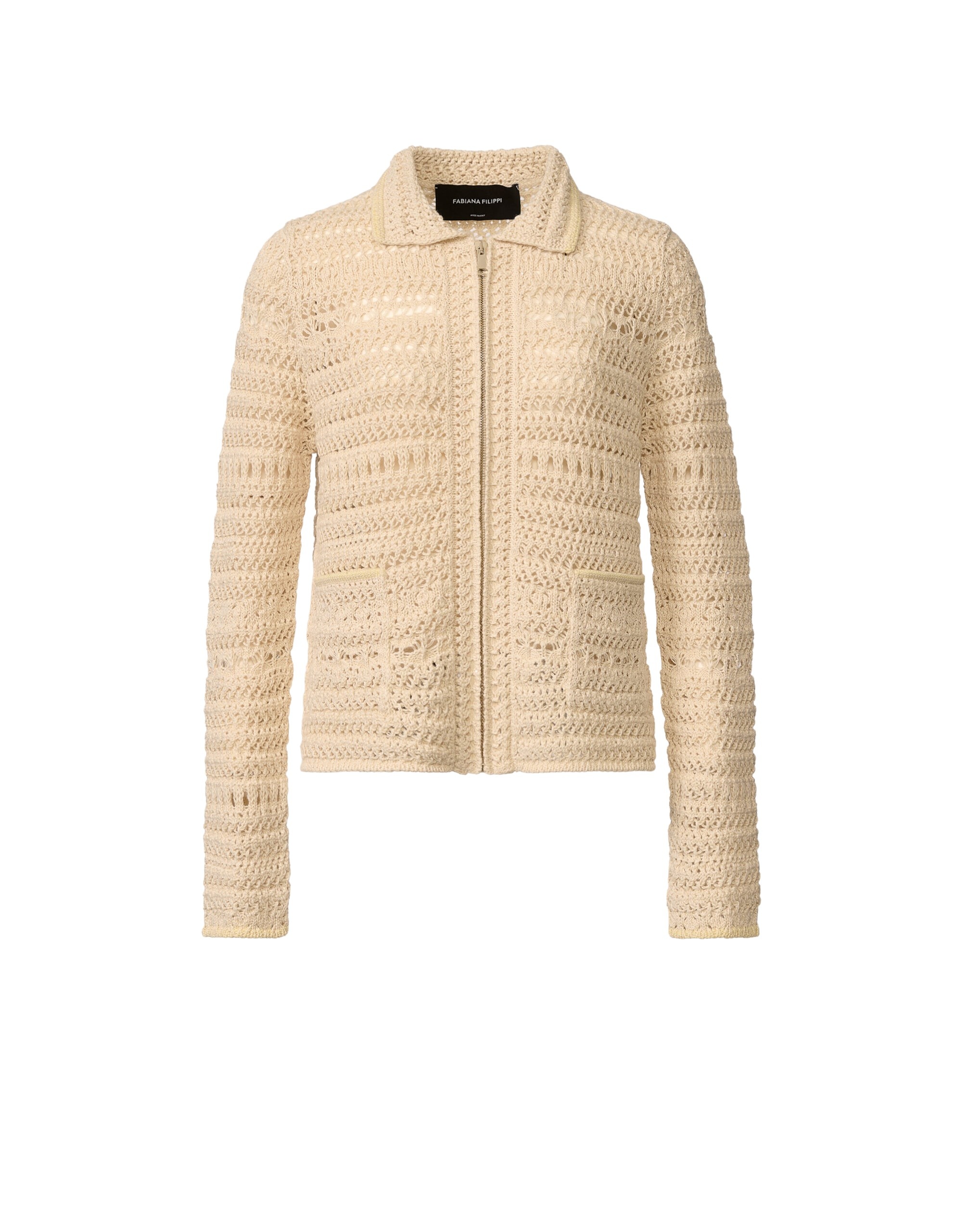 Fabiana Filippi Wool and Cotton Jacket with Sequins in Vanilla