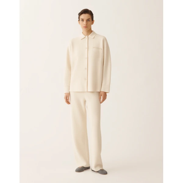 Fabiana Filippi Wool and Cotton Shirt in Butter, view 3