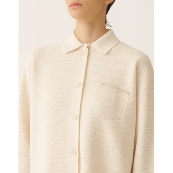 Fabiana Filippi Wool and Cotton Shirt in Butter, view 5