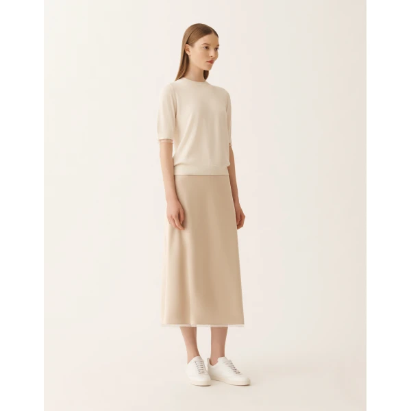 Fabiana Filippi Wool and Cotton Sweater in Butter, view 3