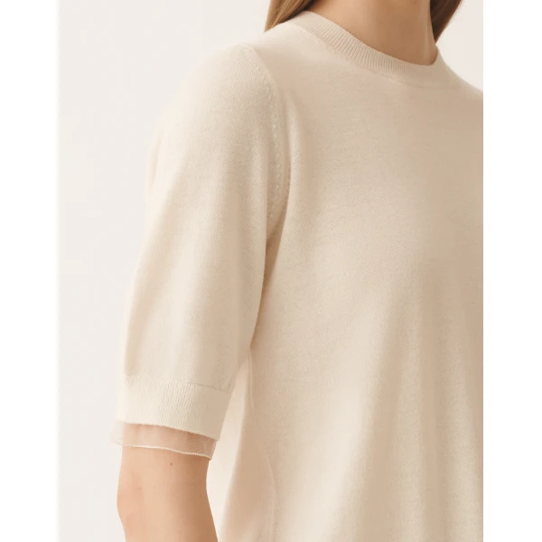 Fabiana Filippi Wool and Cotton Sweater in Butter, view 5