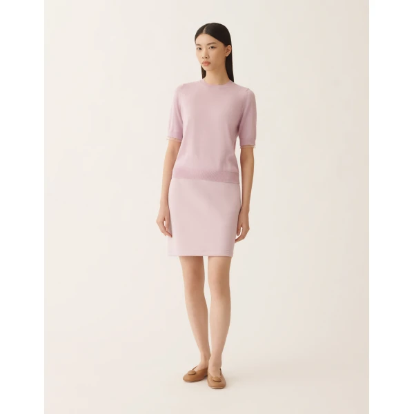 Fabiana Filippi Wool and Cotton Sweater in Lilac Pink, view 3