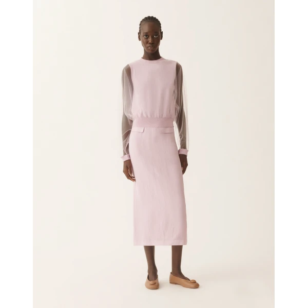 Fabiana Filippi Wool and Cotton Sweater in Lilac Pink, view 3