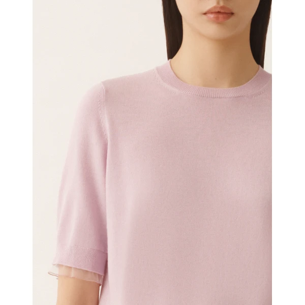 Fabiana Filippi Wool and Cotton Sweater in Lilac Pink, view 5