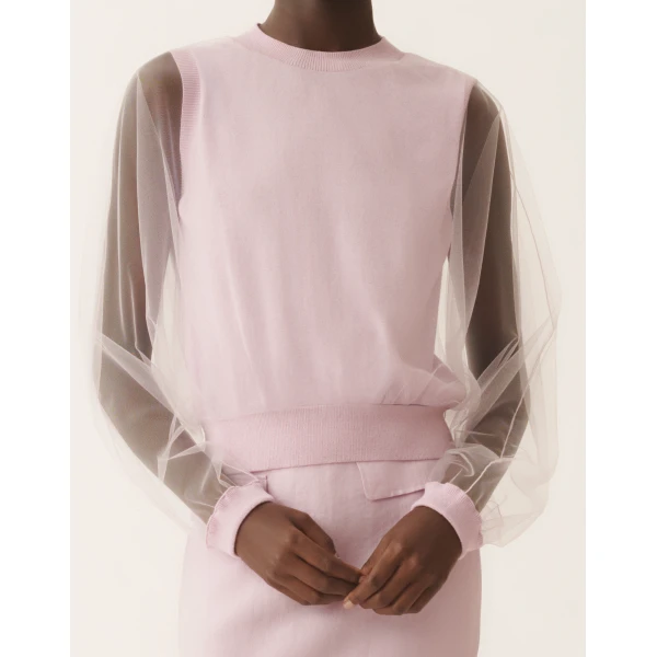 Fabiana Filippi Wool and Cotton Sweater in Lilac Pink, view 5