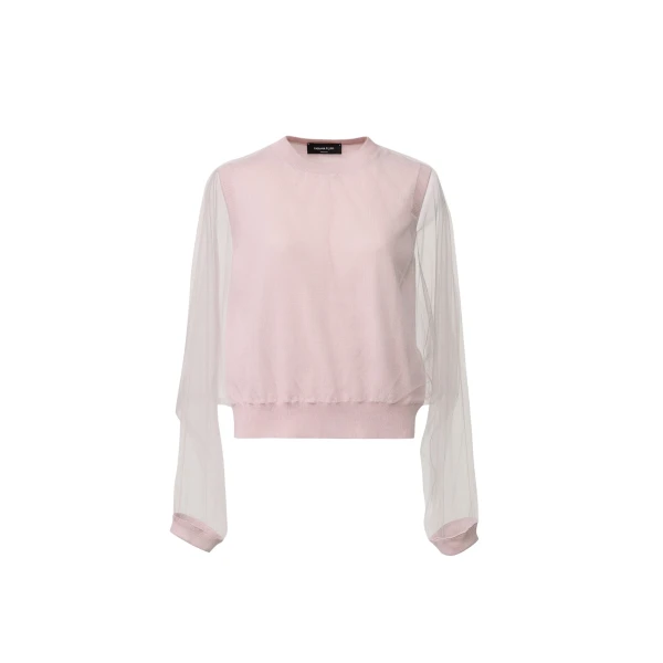 Fabiana Filippi Wool and Cotton Sweater in Lilac Pink
