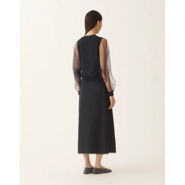 Fabiana Filippi Wool and Cotton Sweater in Night Blue, view 4