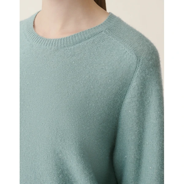 Fabiana Filippi Wool and Silk Sweater with Sequins in Green, view 5