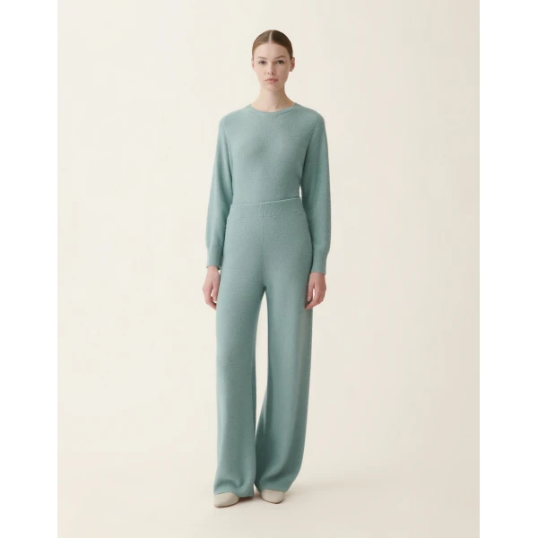 Fabiana Filippi Wool and Silk Trousers with Sequins in Green, view 3