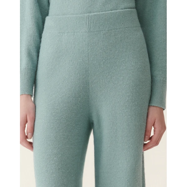 Fabiana Filippi Wool and Silk Trousers with Sequins in Green, view 5