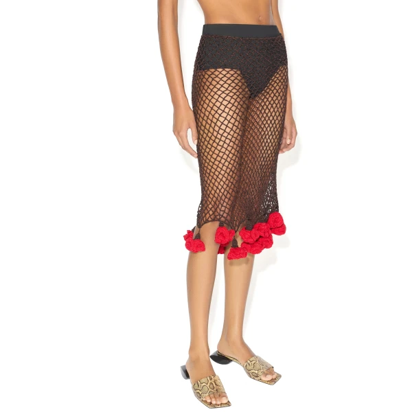 Alaia Floral Crochet Skirt, view 4