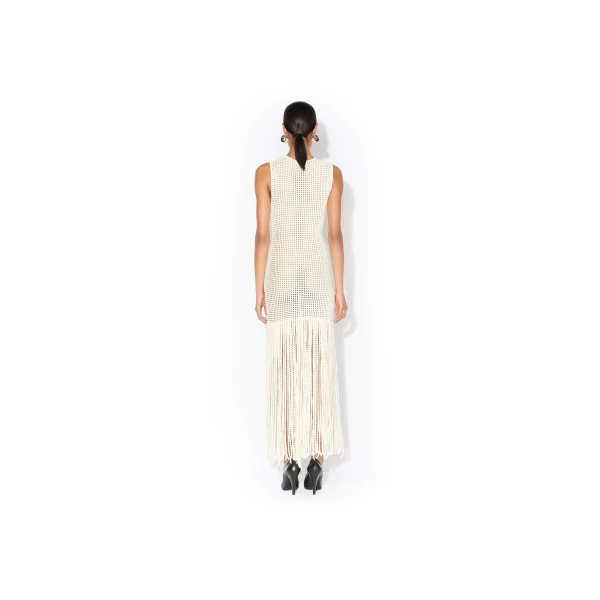 Alaïa Fringed Beaded Knit Dress - ALAÏA Dresses - Laser Cut Luxury - Shop at Luxury Shoes 